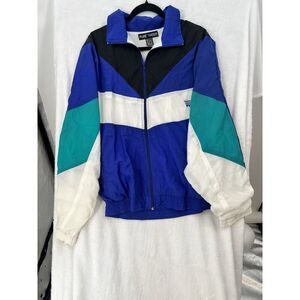 Vtg Pure Water Windbreaker Multicolor 90's Full Zip Nylon Jacket Men's Sz L